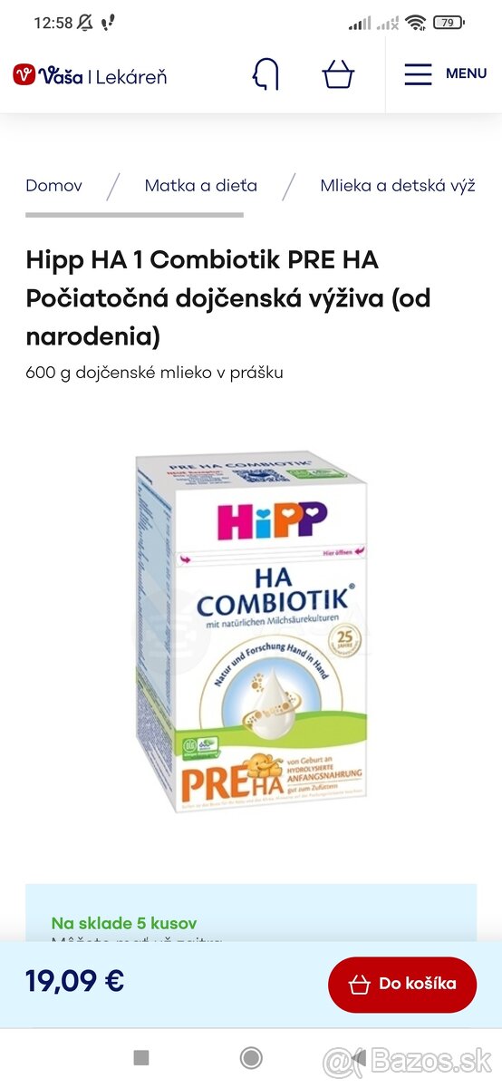 Predám umelé mlieko HIPP