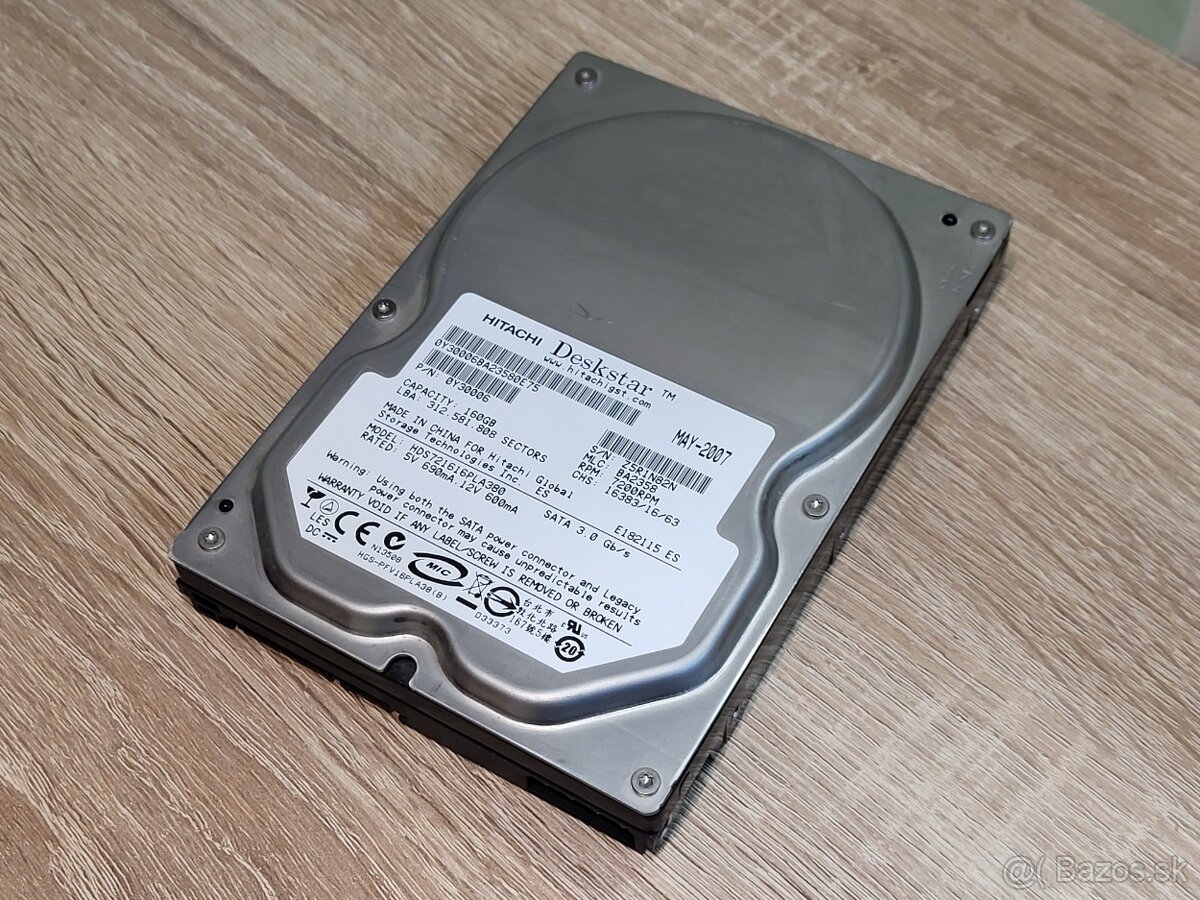 3,5" HDD Hitachi 160GB, model HDS721616PLA380, zdravie 100%