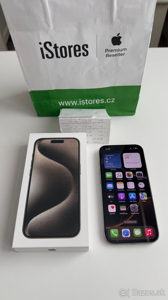 iPhone 15 Pro 128 GB Natural Titanium / záruka 18 mesiacov