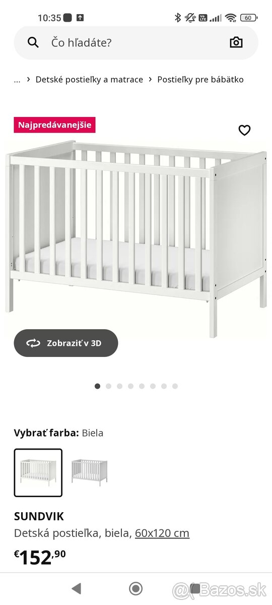 Detská postieľka IKEA Sandvik