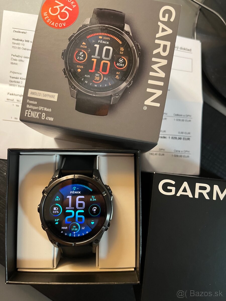 Predám Garmin Fenix 8 AMOLED 47 mm, Sapphire, doklad o kúpe