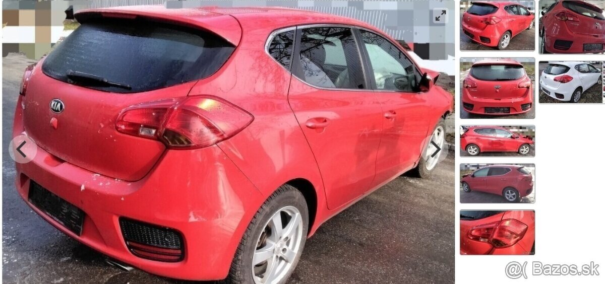 Kia Ceed 1.6 GDi 2016 predám DVERE, G4FD MOTOR, PIATE DVERE,