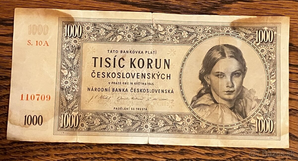 Tisíc korún československých, 1945