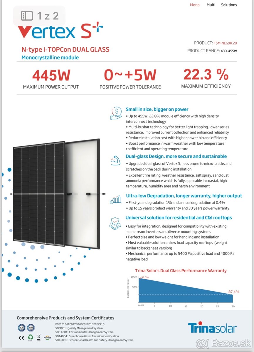 Solárny panel Trina Vertex S+