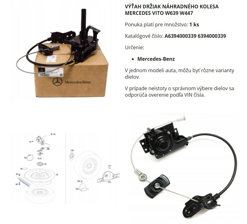 Mechanizmus rezervy kolesa Vito