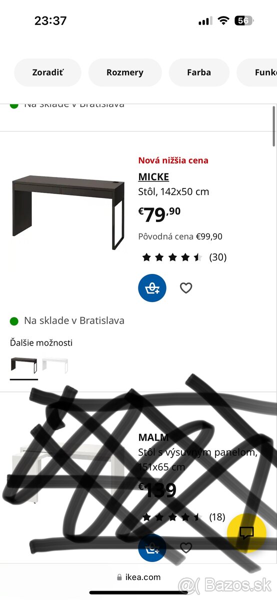 Ikea stol MICKE