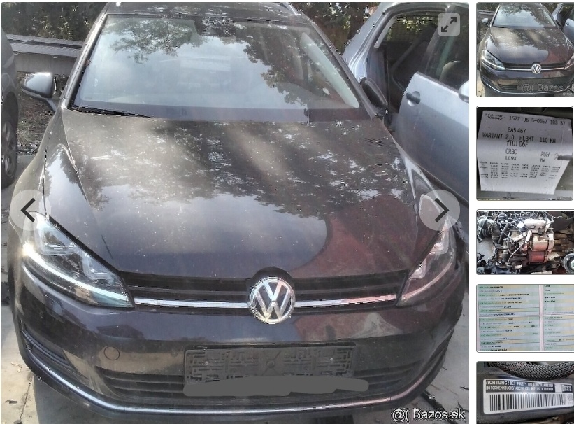 Volkswagen Golf 7 2.0 TDI 2014 predám PRAVÉ PREDNÉ DVERE