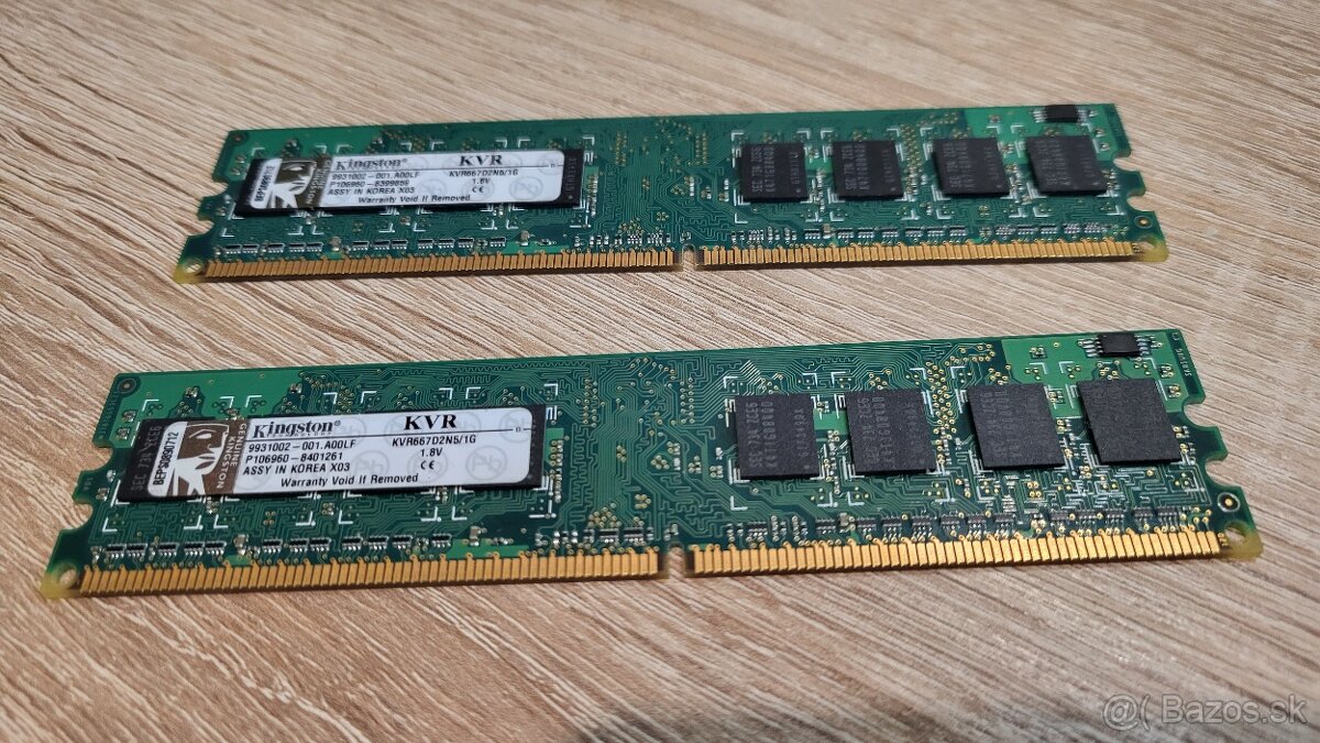 RAM Kingston 2x 1GB, DDR2 667MHz CL5, KVR667D2N5/1G