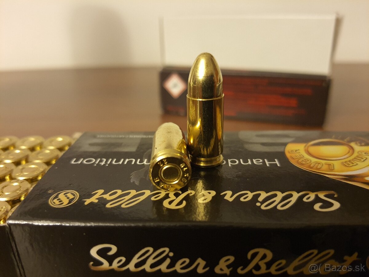 Strelivo, naboje 9x19 mm 124grs, 115grs Sellier & Bellot