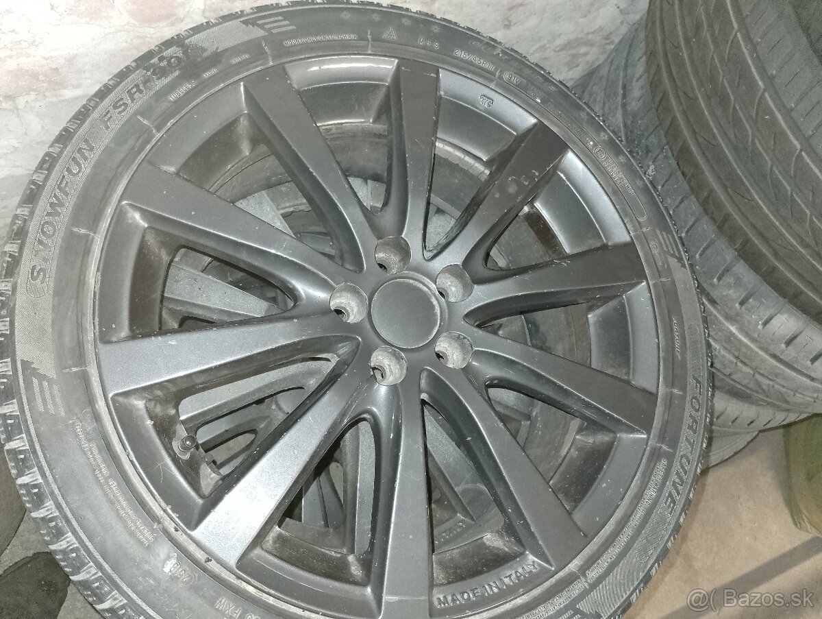 Predám 4 X elektróny,215/45r17 obuté zimné pneu 5x100,