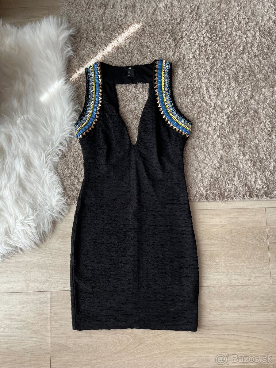 Čierne mini šaty H&M kolekcia s Beyoncé, veľkosť S