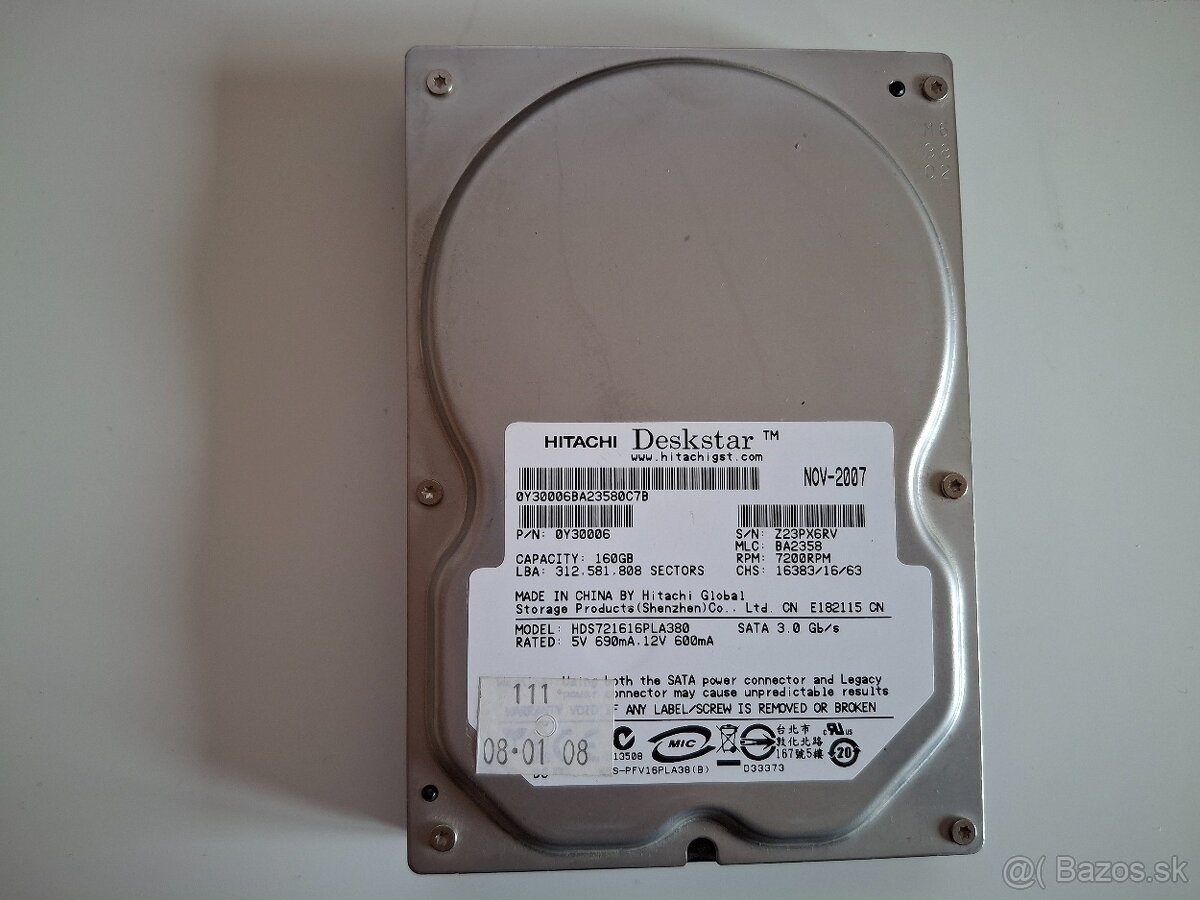 Hitachi Deskstar 160GB HDD 7200RPM 3.5" SATA