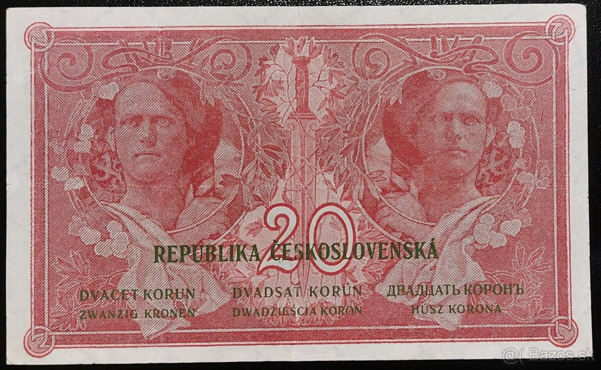 20 KORÚN ČSR ROK 1919 SÉRIA P - VEĽMI VZÁCNA