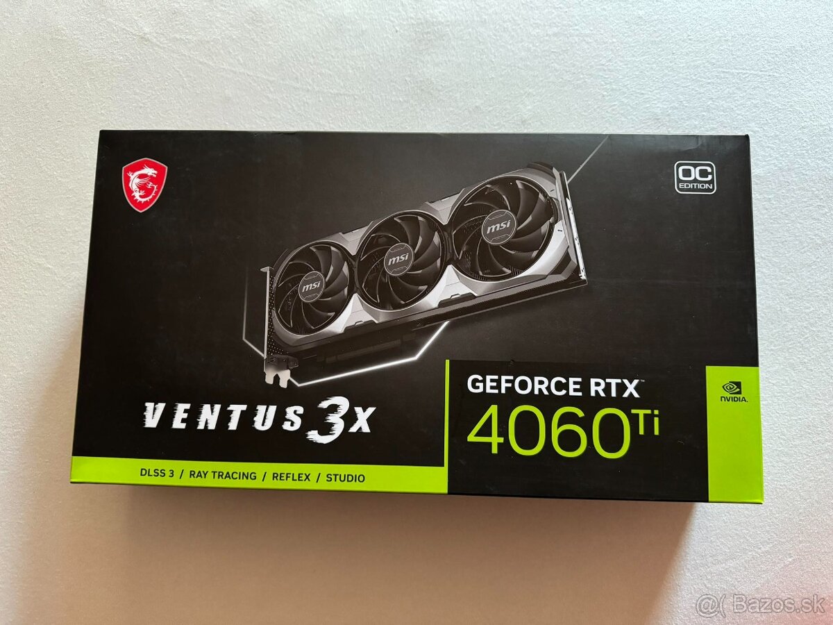 MSI GeForce RTX 4060 Ti VENTUS 3X 8G OC čisto nová