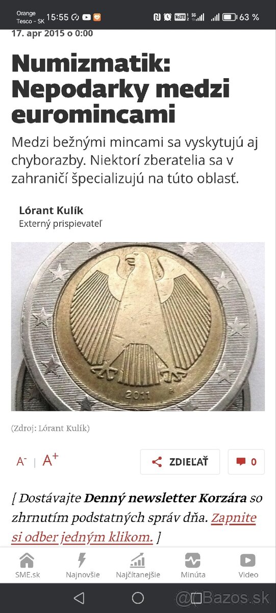 Chyboražba 2eurove mince Nemecko