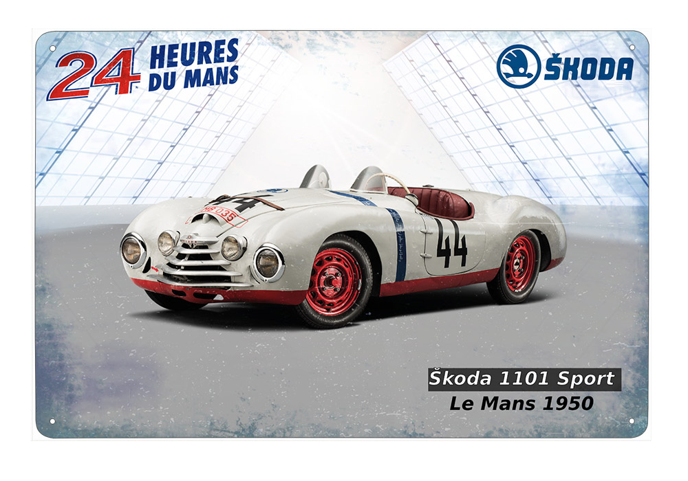 plechová cedule - automobil Škoda 1101 Sport - Le Mans 1950