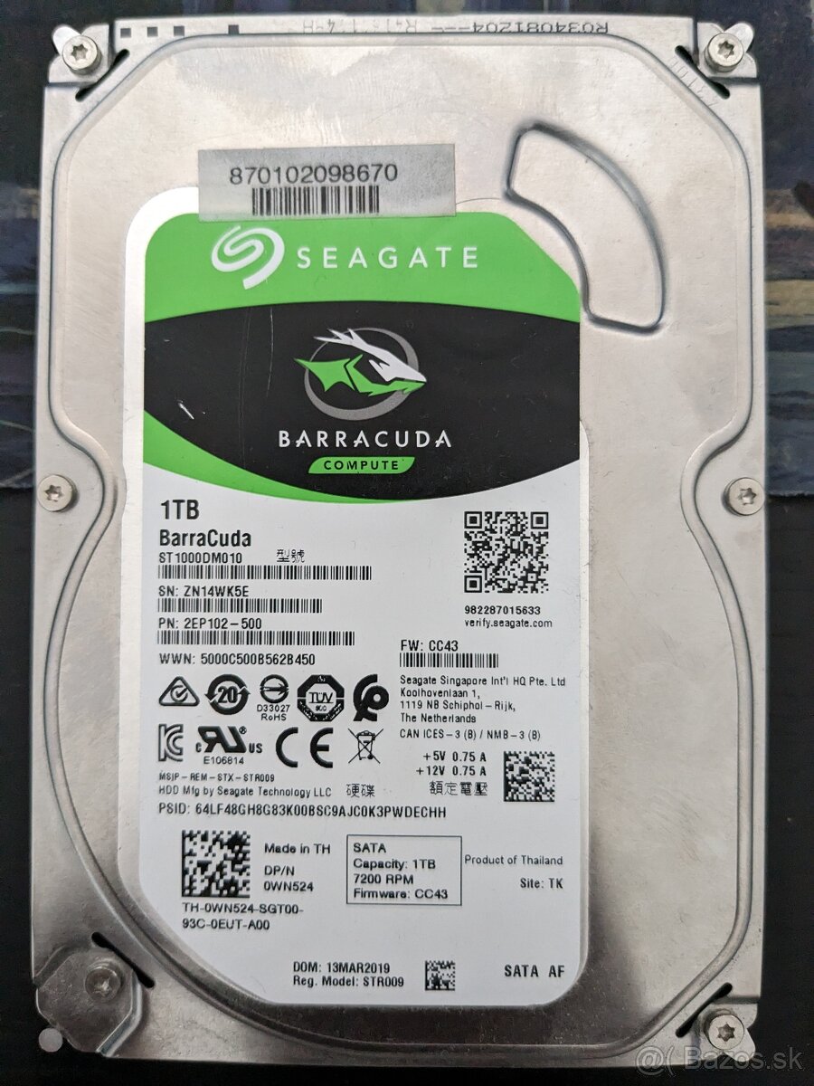 SEAGATE BARRACUDA 1TB 7200RPM  3.5
