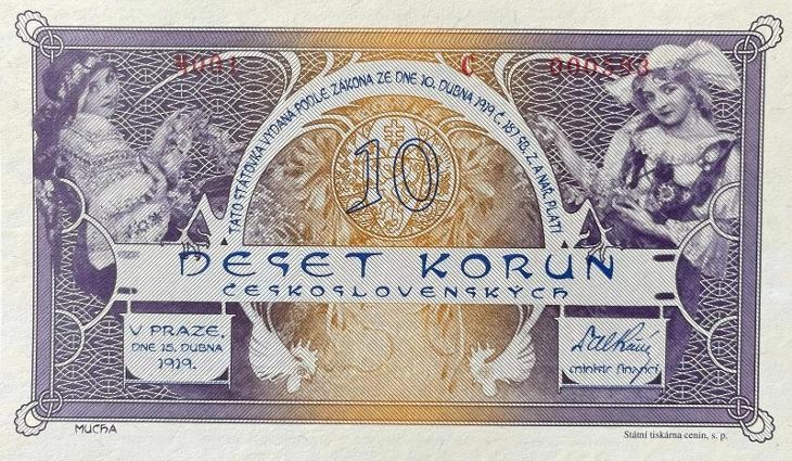 Nevydaný návrh 10 koruna 1919/2022 Ivančice Mucha STC UNC