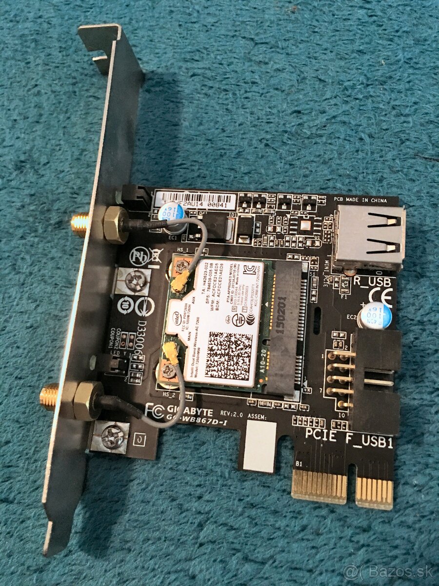 Predám prídavnú WiFi PCIe kartu (adaptér) pre PC