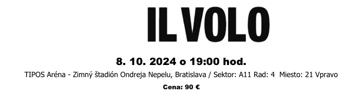 Predám lístky na koncert Il Volo