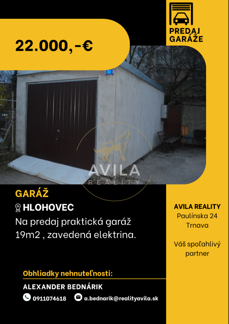 NA PREDAJ: garáž 19m2 - Hlohovec