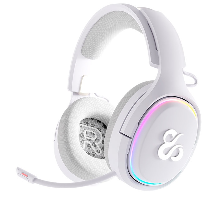 Newskill Aton Ivory - RGB Bluetooth slúchadlá bielé