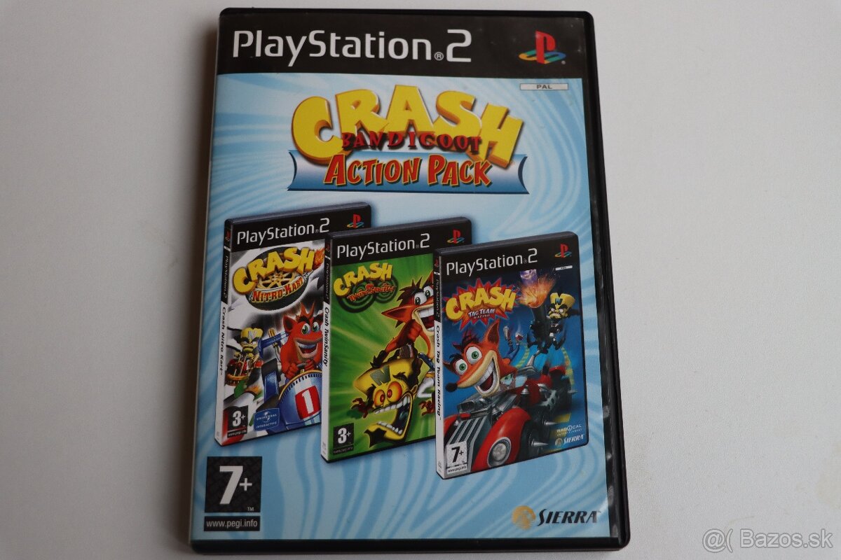 Balík Crash Bandicoot hier na PS2 – Nitro Kart, Tag Team Rac