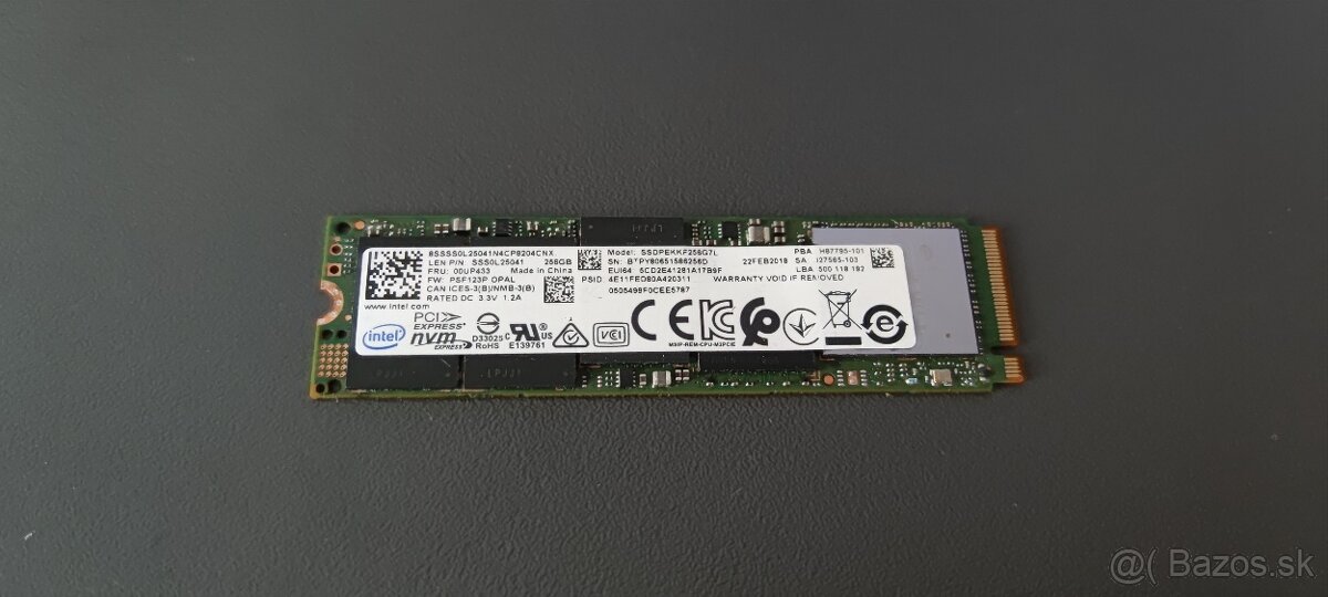 Intel 256 GB NVMe M.2 SSD