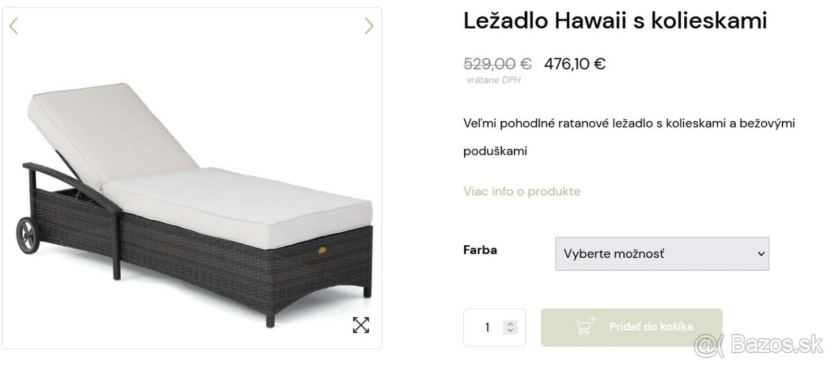 Ratanové Ležadlo Hawaii s kolieskami (DC-0461-1)(Teak It)