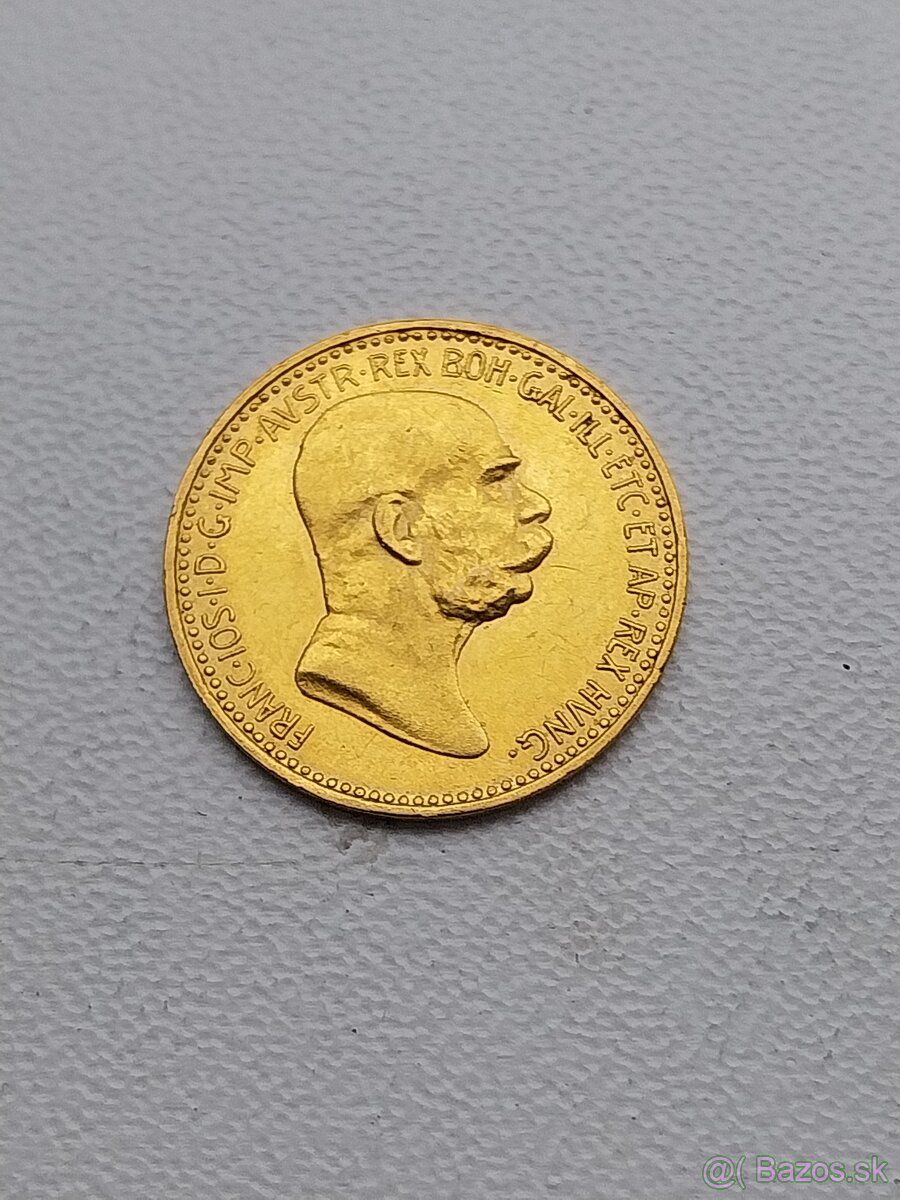 Mince zlata 10 koruna F.J 1908 - JUBILEJNA