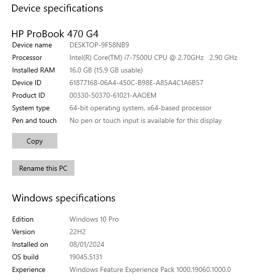 Predám 17" HP ProBook 470 G4 poškodený pánt