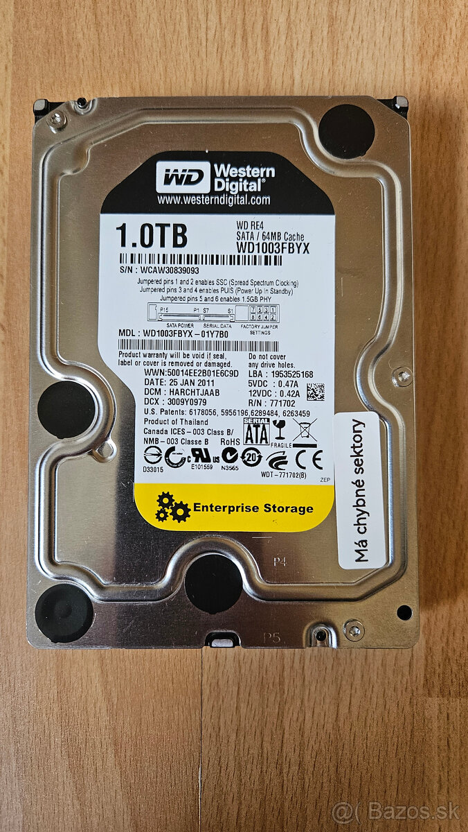 HDD 3,5" Western Digital 1TB SATA WD1003FBYX - WCAW30839093