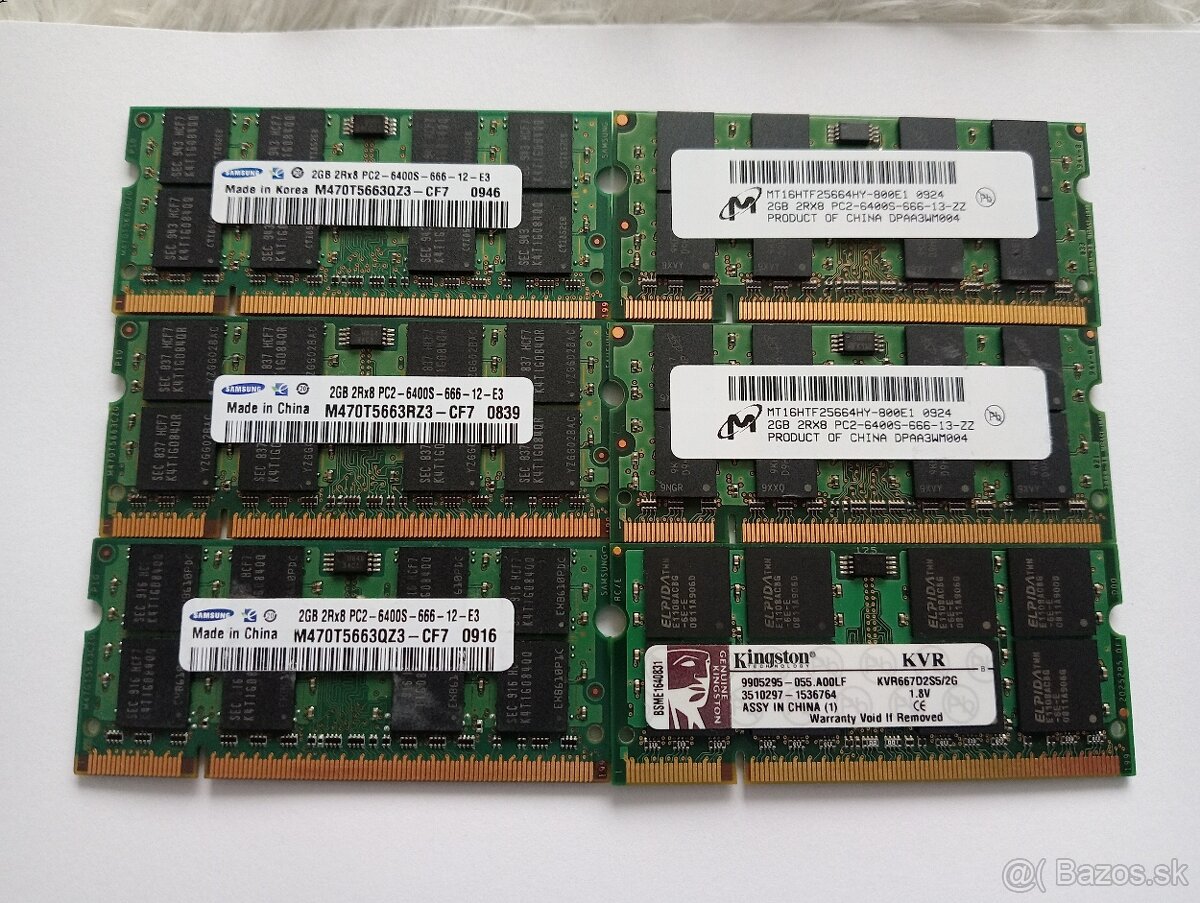 predám pamäte (ram) pre notebooky , 2gb DDR2