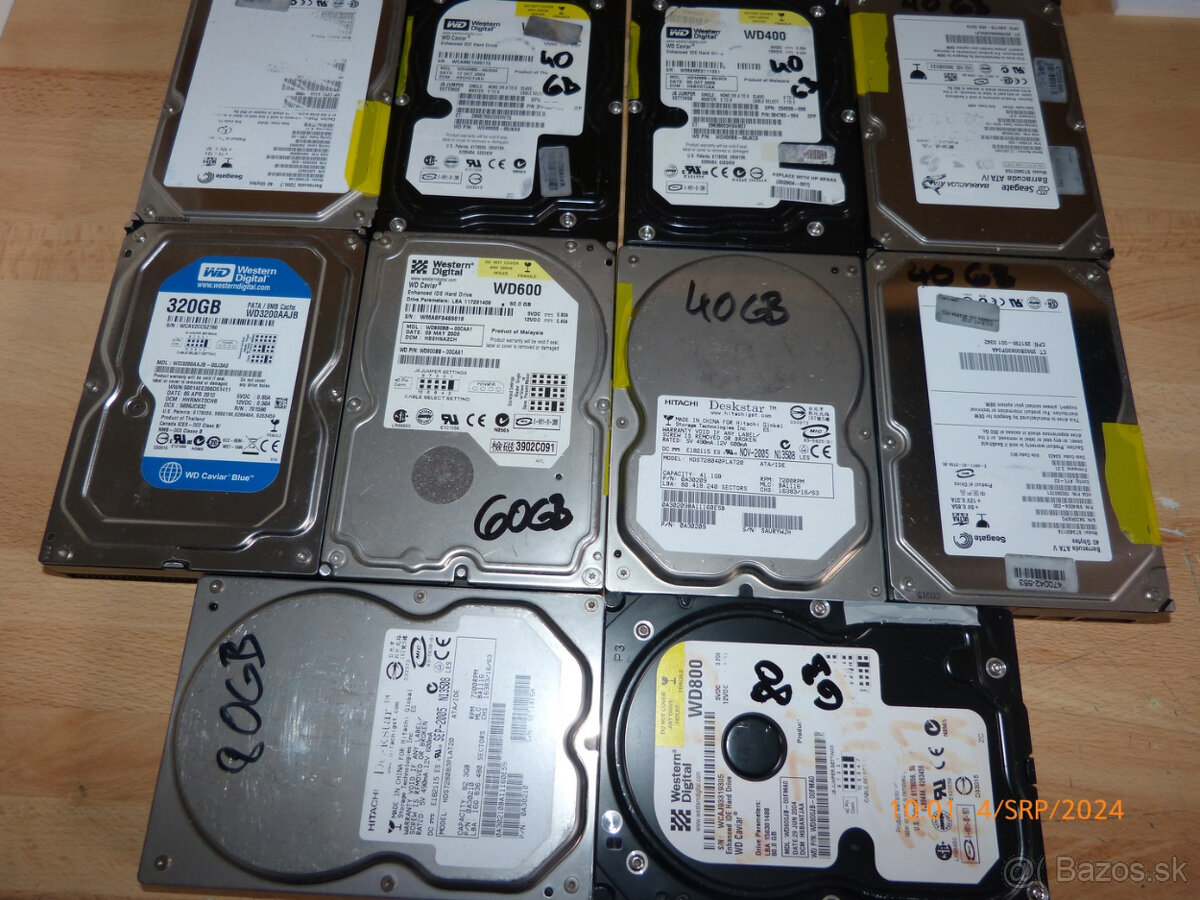 ATA/ide hdd 40-60-80-320gb za 10e kus