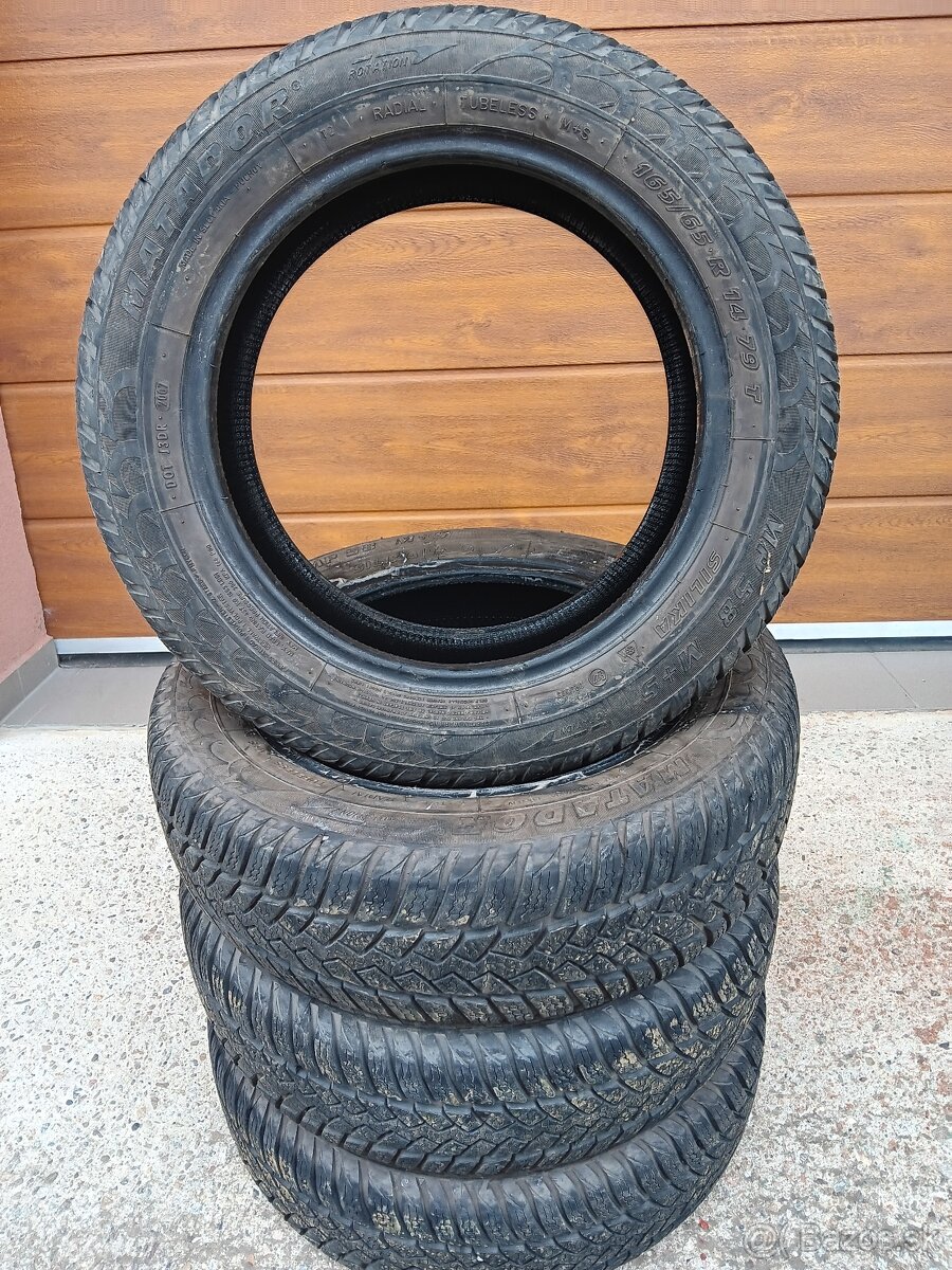 Predám jazdené zimné pneu MATADOR MP58 M+S, 165/65R14 79T