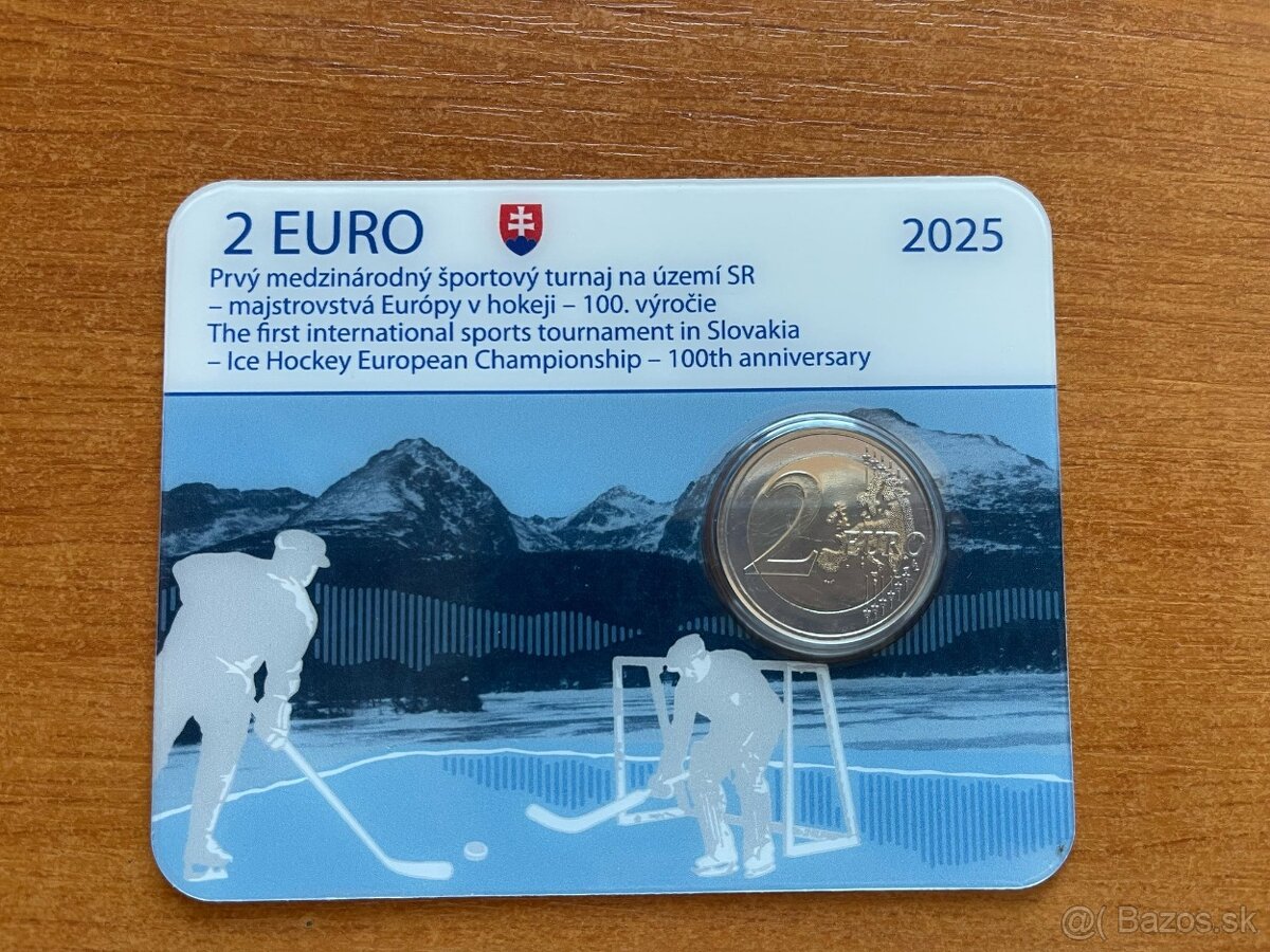 2€ Coincard 2025 Majstrovstvá Európy v hokeji - 100. výročie