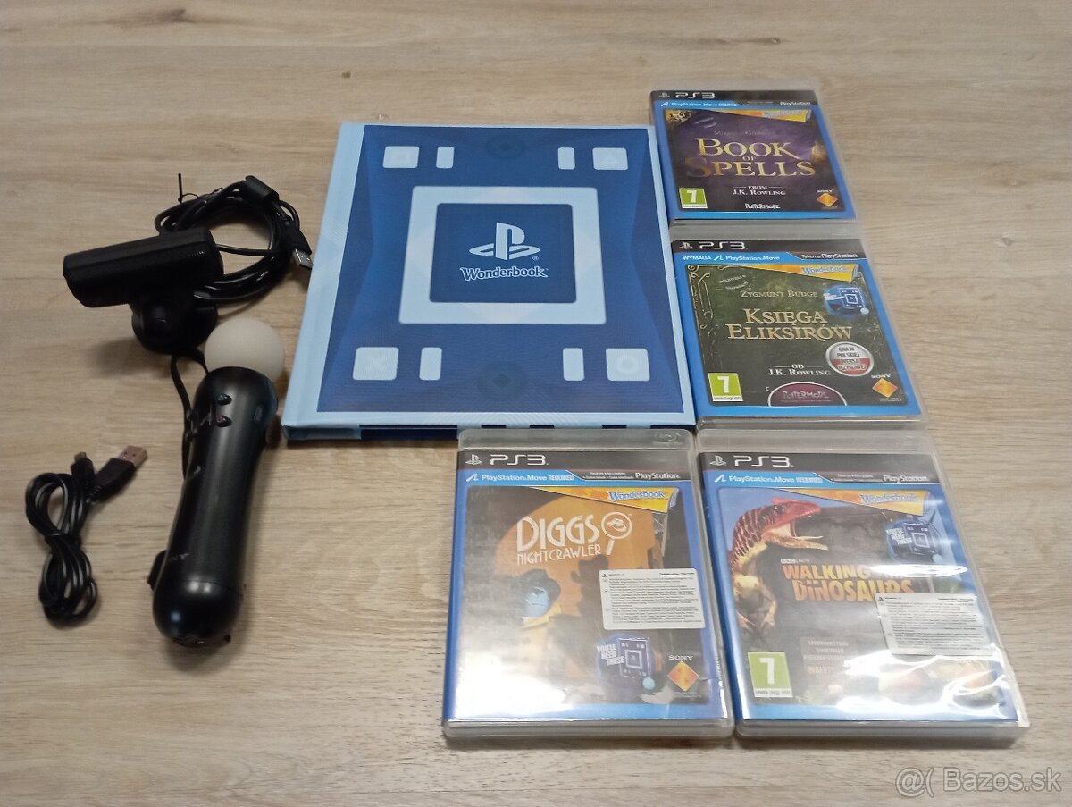 PS MOVE SET s Wonderbook knihou a hrami PS3 CZ dabing