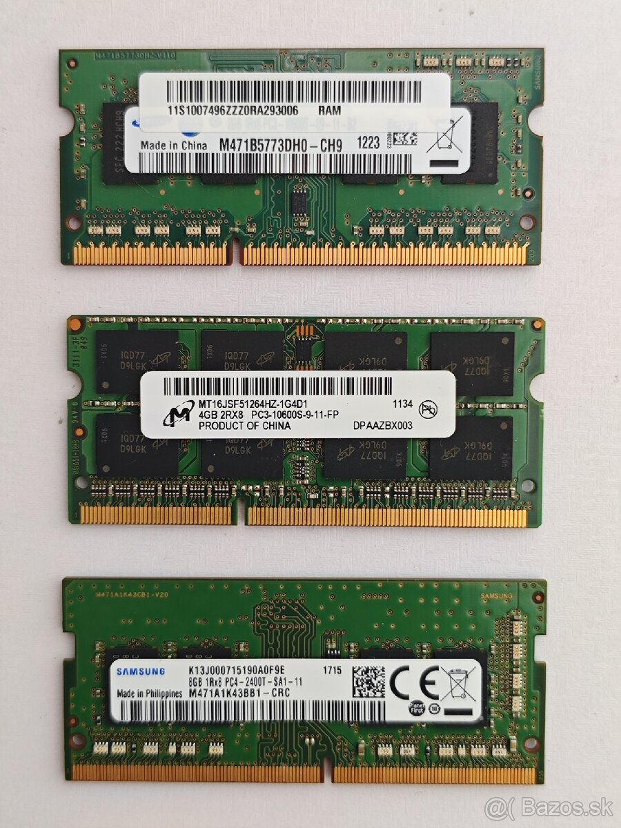 Pamäte RAM pre notebooky SO-DIMM DDR3 DDR4