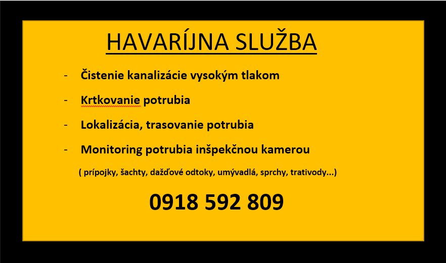 HAVARÍJNA SLUŽBA- Čistenie kanalizácie