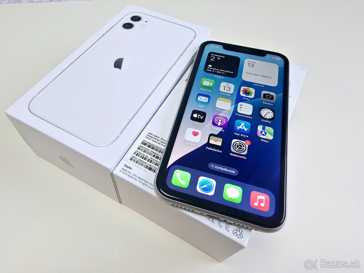 APPLE IPHONE 11 64GB WHITE ,Baterka 100%