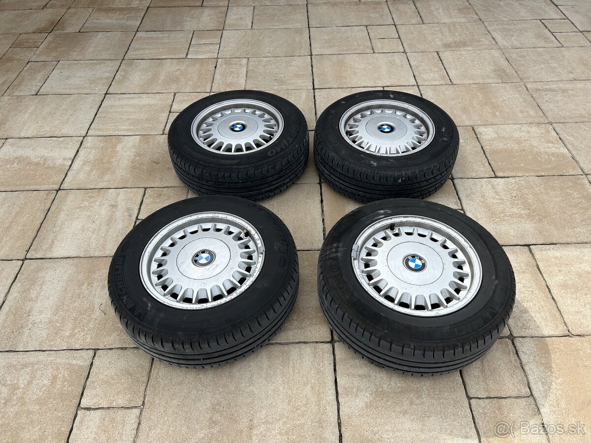 Disky BMW styling 2 - 5x120 R15 + krytky + Letne pneu