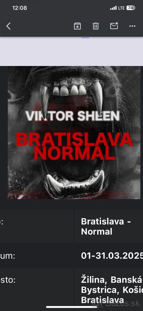 Viktor Sheen lístok Bratislava