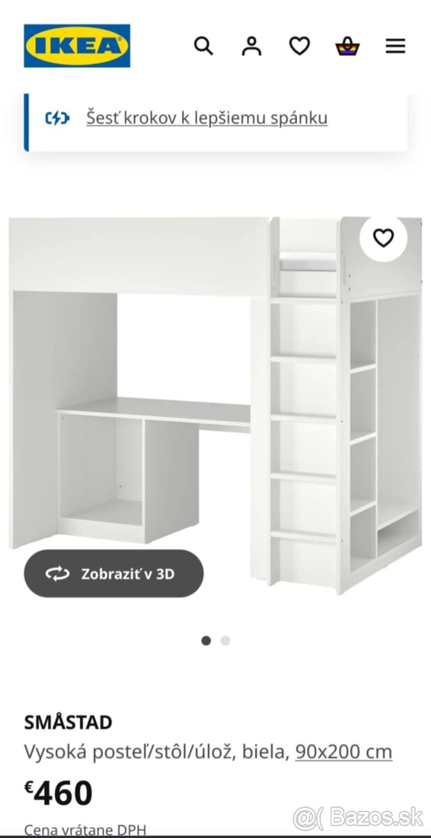 Posteľ+stôl+úložný priestor ikea