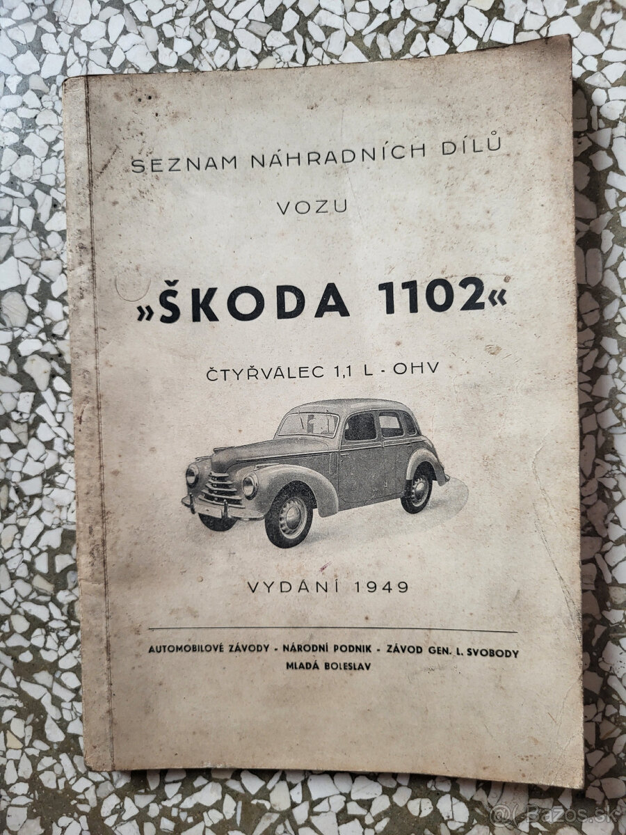 70 ročné knihy náhradnych dielov k autám Škoda a Praga