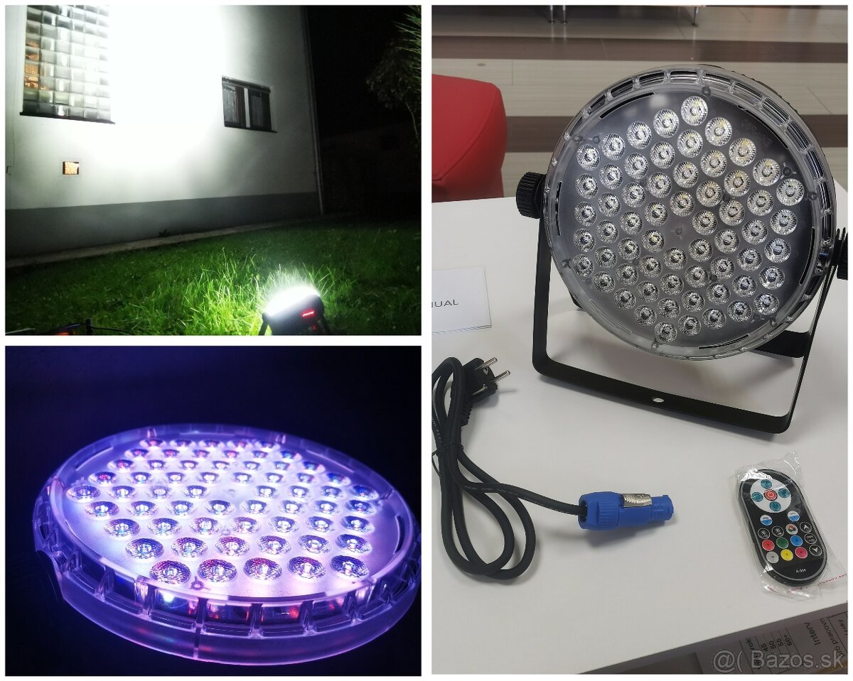 Led par 60x3W na diaľkové ovládanie, dmx, chladenie