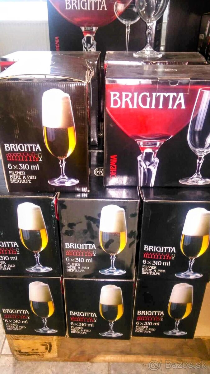 Poháre BRIGITTA pivo 310 ml, CRYSLAT BOHEMIA set 6ks