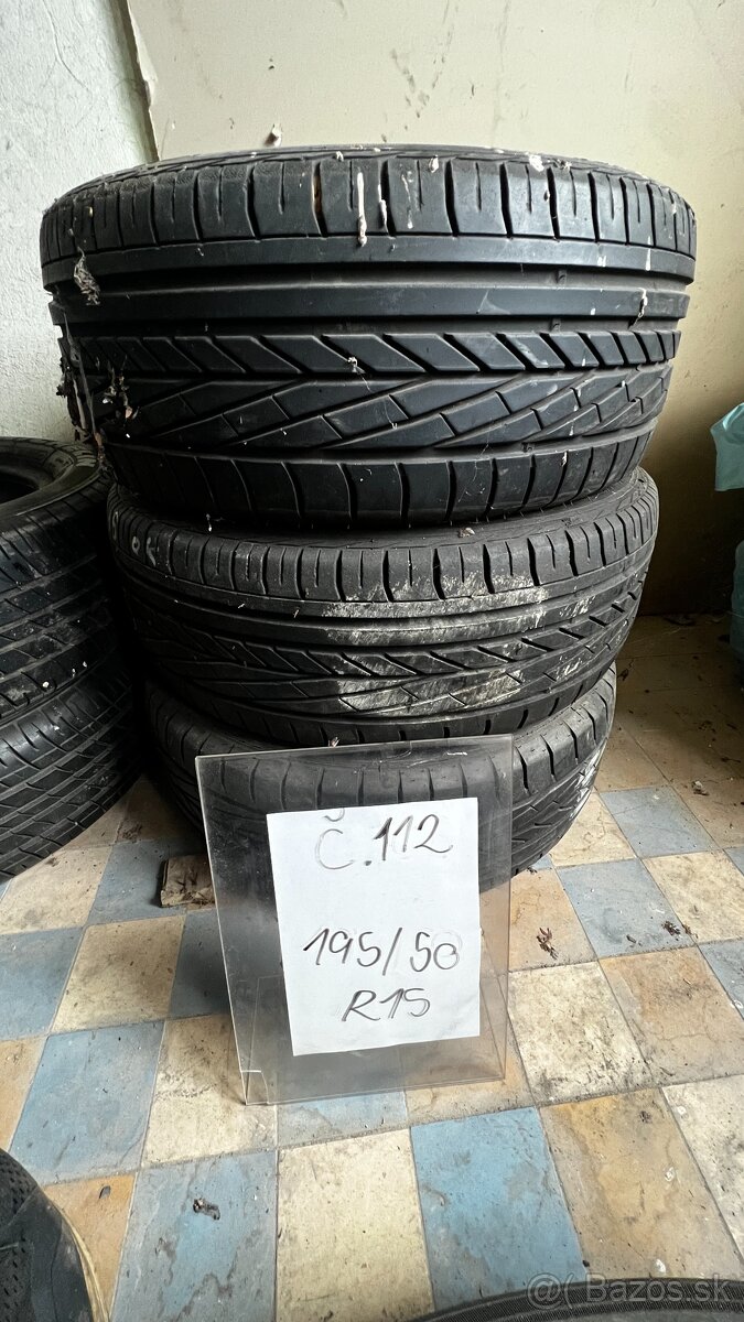 112. Goodyear Excelence 195/50 R15 Letná 2008 5mm 3ks 10€/ks