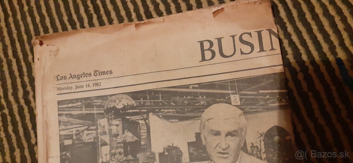 Predám noviny "Los Angeles Times" Business z r. 1982