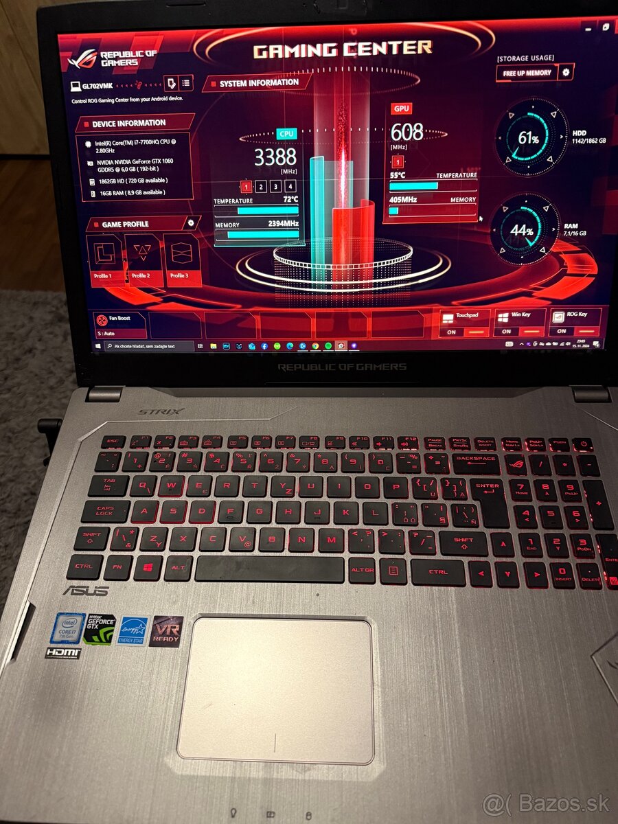 Asus ROG Strix SCAR GL703G i7 16GB 1TbSSD GTX1060