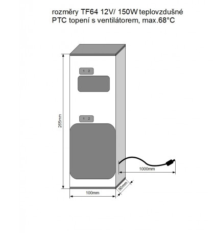 Elektrické PTC kúrenie DC12V/150w TF64